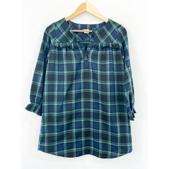 J. Crew Crewcuts Girls Green Flannel Nightgown Dress size Large 10-11 Tartan - Picture 1 of 7